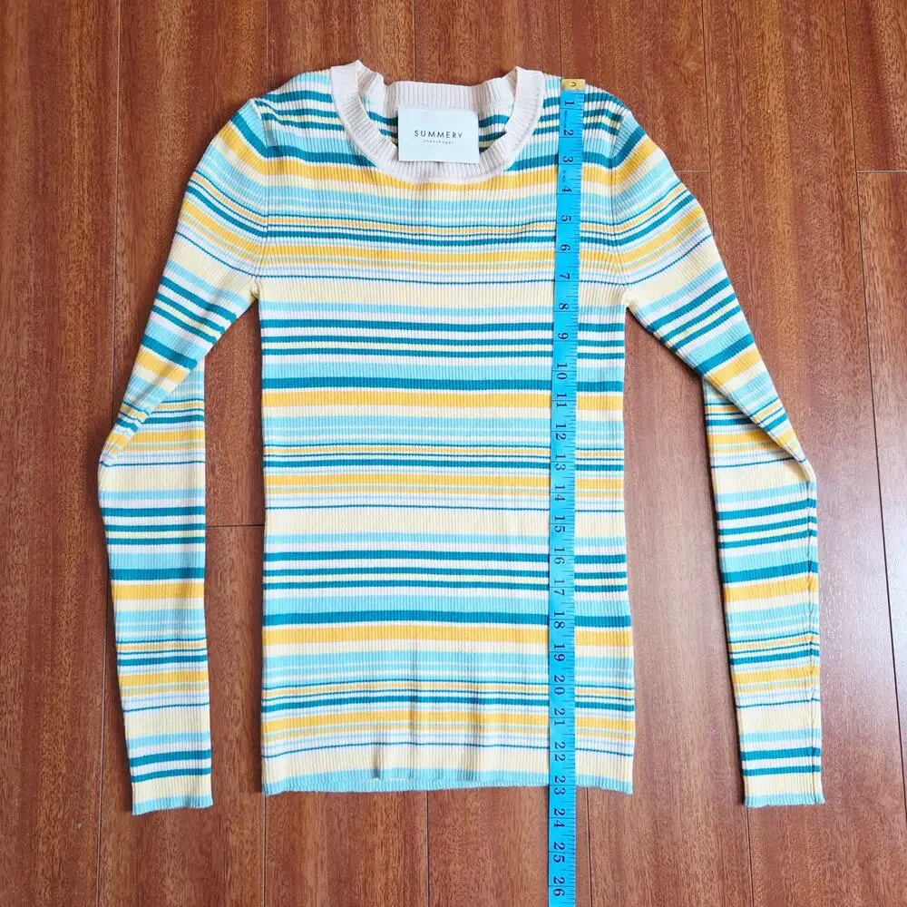 SUMMERY Copenhagen Noelle Ribbed Knit Stripe Top & Pants Set XS NWT